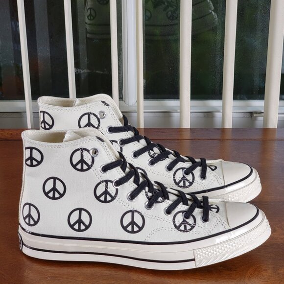 Converse Chuck 70 Hi Unleash Peace Logo 167912C Egret/Black Size 10 Men's - Picture 2 of 11
